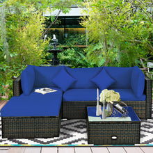 Load image into Gallery viewer, Gymax 5PC Rattan Patio Conversation Set Outdoor Furniture Set w/ Ottoman Cushion