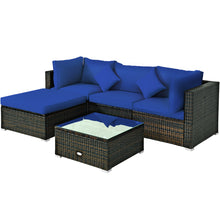 Load image into Gallery viewer, Gymax 5PC Rattan Patio Conversation Set Outdoor Furniture Set w/ Ottoman Cushion