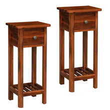 Load image into Gallery viewer, Gymax 2PCS 2 Tier End Bedside Sofa Side Table with Drawer Shelf Acacia Wood Nightstand