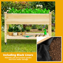 Load image into Gallery viewer, Gymax Raised Garden Bed Wood Elevated Planter Bed w/Lockable Wheels Shelf & Liner