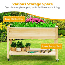 Load image into Gallery viewer, Gymax Raised Garden Bed Wood Elevated Planter Bed w/Lockable Wheels Shelf & Liner