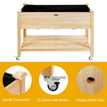 Load image into Gallery viewer, Gymax Raised Garden Bed Wood Elevated Planter Bed w/Lockable Wheels Shelf & Liner