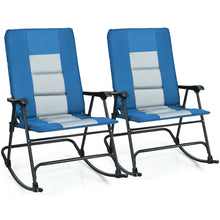 Load image into Gallery viewer, Gymax Set of 2 Padded Folding Rocking Chairs Patio Garden Yard Camping Red/Blue