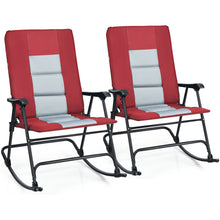Load image into Gallery viewer, Gymax Set of 2 Padded Folding Rocking Chairs Patio Garden Yard Camping Red/Blue