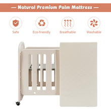 Load image into Gallery viewer, Gymax 3-in-1 Baby Bed Crib w/ 2'' Mattress Convertible Toddler Playard & Rocking Crib