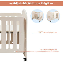 Load image into Gallery viewer, Gymax 3-in-1 Baby Bed Crib w/ 2'' Mattress Convertible Toddler Playard & Rocking Crib