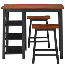 Load image into Gallery viewer, Gymax 3-Piece Counter Height Dining Table Set w/2 Saddle Stools&Storage Shelves Walnut