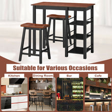 Load image into Gallery viewer, Gymax 3-Piece Counter Height Dining Table Set w/2 Saddle Stools&Storage Shelves Walnut