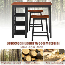 Load image into Gallery viewer, Gymax 3-Piece Counter Height Dining Table Set w/2 Saddle Stools&Storage Shelves Walnut