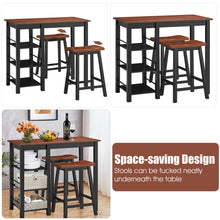 Load image into Gallery viewer, Gymax 3-Piece Counter Height Dining Table Set w/2 Saddle Stools&Storage Shelves Walnut