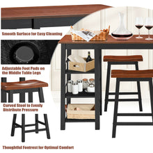 Load image into Gallery viewer, Gymax 3-Piece Counter Height Dining Table Set w/2 Saddle Stools&Storage Shelves Walnut