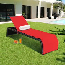 Load image into Gallery viewer, Gymax Adjustable Rattan Patio Recliner Chaise Lounge Chair w/ Red Cushion