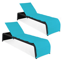 Load image into Gallery viewer, Gymax Set of 2 Adjustable Rattan Patio Recliner Chaise Lounge Chair w/ Turquoise Cushion