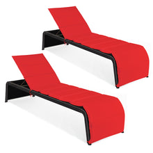 Load image into Gallery viewer, Gymax Set of 2 Adjustable Rattan Patio Recliner Chaise Lounge Chair w/ Red Cushion