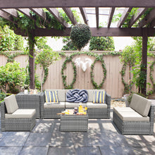 Load image into Gallery viewer, Gymax 8PCS Patio Rattan Sofa Sectional Conversation Furniture Set w/ White Cushion