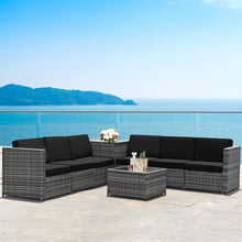 Load image into Gallery viewer, Gymax 8PCS Patio Rattan Sofa Sectional Conversation Furniture Set w/ Black Cushion