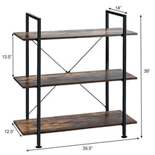 Load image into Gallery viewer, Gymax 3-Tier Bookshelf Industrial Bookcase Display Shelf Storage Rack Rustic Brown