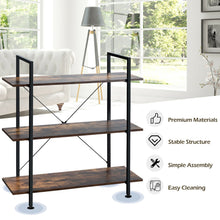Load image into Gallery viewer, Gymax 3-Tier Bookshelf Industrial Bookcase Display Shelf Storage Rack Rustic Brown
