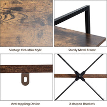 Load image into Gallery viewer, Gymax 3-Tier Bookshelf Industrial Bookcase Display Shelf Storage Rack Rustic Brown