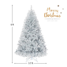 Load image into Gallery viewer, Gymax 6 FT Silver Tinsel Christmas Tree Artificial Hinged Tree Holiday Decoration