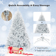 Load image into Gallery viewer, Gymax 6 FT Silver Tinsel Christmas Tree Artificial Hinged Tree Holiday Decoration