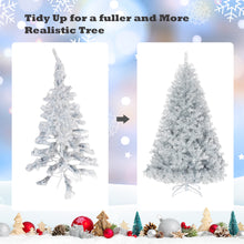 Load image into Gallery viewer, Gymax 6 FT Silver Tinsel Christmas Tree Artificial Hinged Tree Holiday Decoration