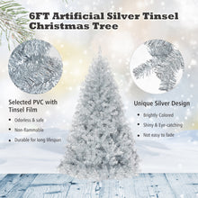 Load image into Gallery viewer, Gymax 6 FT Silver Tinsel Christmas Tree Artificial Hinged Tree Holiday Decoration