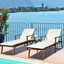 Load image into Gallery viewer, Gymax 3PCS Outdoor Patio Lounge Chair Set w/ Folding Table White Cushion