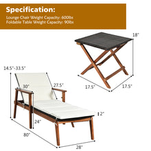 Load image into Gallery viewer, Gymax 3PCS Outdoor Patio Lounge Chair Set w/ Folding Table White Cushion