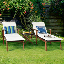 Load image into Gallery viewer, Gymax 3PCS Outdoor Patio Lounge Chair Set w/ Folding Table White Cushion