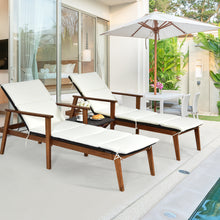 Load image into Gallery viewer, Gymax 3PCS Outdoor Patio Lounge Chair Set w/ Folding Table White Cushion