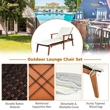 Load image into Gallery viewer, Gymax 3PCS Outdoor Patio Lounge Chair Set w/ Folding Table White Cushion