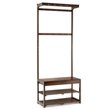 Load image into Gallery viewer, Gymax 5 In 1 Bamboo Coat Rack Shoe Bench Entryway Hall Tree w/10 Dual Hook Storage Box