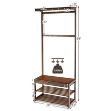 Load image into Gallery viewer, Gymax 5 In 1 Bamboo Coat Rack Shoe Bench Entryway Hall Tree w/10 Dual Hook Storage Box