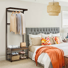 Load image into Gallery viewer, Gymax 5 In 1 Bamboo Coat Rack Shoe Bench Entryway Hall Tree w/10 Dual Hook Storage Box