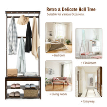 Load image into Gallery viewer, Gymax 5 In 1 Bamboo Coat Rack Shoe Bench Entryway Hall Tree w/10 Dual Hook Storage Box