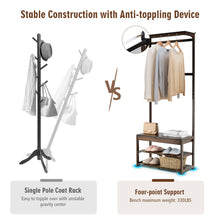 Load image into Gallery viewer, Gymax 5 In 1 Bamboo Coat Rack Shoe Bench Entryway Hall Tree w/10 Dual Hook Storage Box