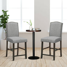 Load image into Gallery viewer, Gymax Set of 4 Fabric Barstools Nail Head Trim Counter Height Dining Side Chairs Grey