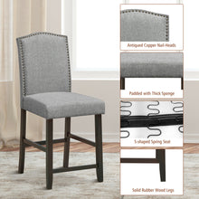 Load image into Gallery viewer, Gymax Set of 4 Fabric Barstools Nail Head Trim Counter Height Dining Side Chairs Grey