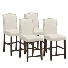 Load image into Gallery viewer, Gymax Set of 4 Fabric Barstools Nail Head Trim Counter Height Dining Side Chairs Beige