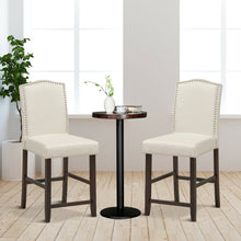 Load image into Gallery viewer, Gymax Set of 4 Fabric Barstools Nail Head Trim Counter Height Dining Side Chairs Beige