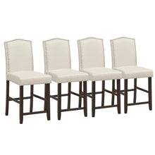 Load image into Gallery viewer, Gymax Set of 4 Fabric Barstools Nail Head Trim Counter Height Dining Side Chairs Beige