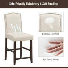Load image into Gallery viewer, Gymax Set of 4 Fabric Barstools Nail Head Trim Counter Height Dining Side Chairs Beige