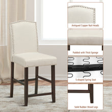 Load image into Gallery viewer, Gymax Set of 4 Fabric Barstools Nail Head Trim Counter Height Dining Side Chairs Beige