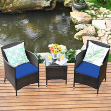 Load image into Gallery viewer, Gymax 3PCS Patio Rattan Furniture Set Outdoor w/ Cushioned Chairs Coffee Table