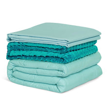 Load image into Gallery viewer, Gymax 25lbs Heavy Weighted Blanket 3 Piece Set w/Hot & Cold Duvet Covers 60''x80'' Green