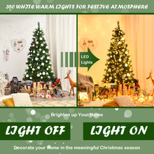 Load image into Gallery viewer, Gymax 7 ft Pre-lit Hinged Christmas Tree Holiday Decor w/ LED Lights Metal Stand