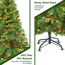 Load image into Gallery viewer, Gymax 7 ft Pre-lit Hinged Christmas Tree Holiday Decor w/ LED Lights Metal Stand