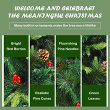 Load image into Gallery viewer, Gymax 7 ft Pre-lit Hinged Christmas Tree Holiday Decor w/ LED Lights Metal Stand