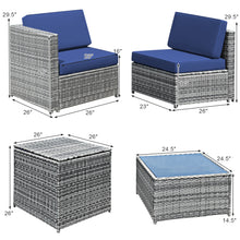 Load image into Gallery viewer, Gymax 8PCS Patio Rattan Sofa Sectional Conversation Furniture Set w/ Navy Cushion